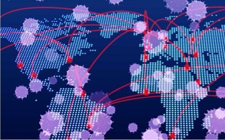 World Map Tracking Virus Illustration